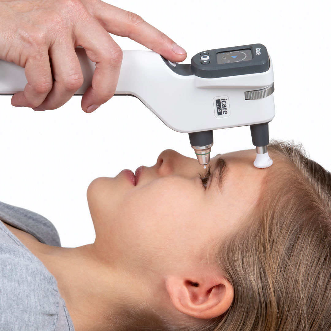 iCare IC200 tonometer being used on a child patient